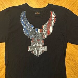 Harley Davidson TShirt Mens Large Black American Flag Eagle Patriotic Tennessee